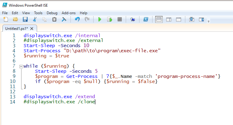 Script to Switch to a Single Monitor When Launching a Program